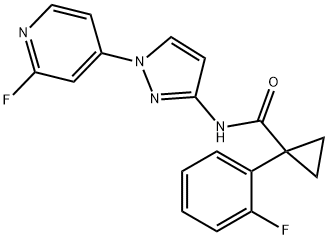 Cyclopropanecarboxamide, 1-(2-fluorophenyl)-N-[1-(2-fluoro-4-pyridinyl)-1H-pyrazol-3-yl]- 구조식 이미지