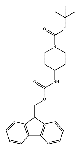 1-Piperidinecarboxylic acid, 4-[[(9H-fluoren-9-ylmethoxy)carbonyl]amino]-, 1,1-dimethylethyl ester Structure