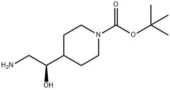 1-Piperidinecarboxylic acid, 4-[(1R)-2-amino-1-hydroxyethyl]-, 1,1-dimethylethyl ester Structure