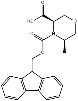 (3R,5R)-4-{[(9H-fluoren-9-yl)methoxy]carbonyl}-5-
methylmorpholine-3-carboxylic acid Structure