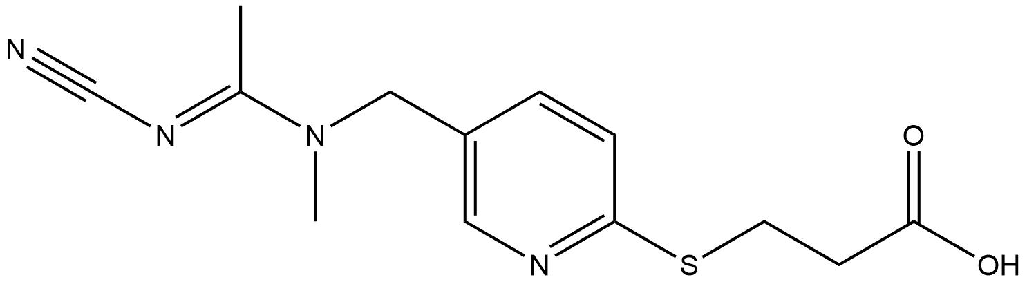 Propanoic acid, 3-[[5-[[[(1E)-1-(cyanoimino)ethyl]methylamino]methyl]-2-pyridinyl]thio]- Structure