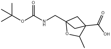 1-({[(tert-butoxy)carbonyl]amino}methyl)-3-methyl-2-oxabicyclo[2.1.1]hexane-4-carboxylic acid Structure