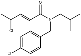 (2E)-4-chloro-N-[(4-chlorophenyl)methyl]-N-(2-met
hylpropyl)pent-2-enamide Structure