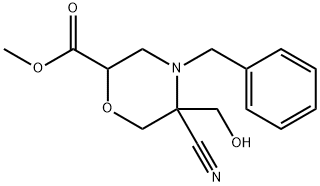 methyl 4-benzyl-5-cyano-5-(hydroxymethyl)morpholine-2-carboxylate Structure