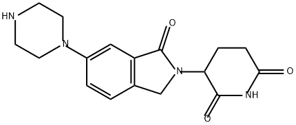 2,6-Piperidinedione, 3-[1,3-dihydro-1-oxo-6-(1-piperazinyl)-2H-isoindol-2-yl]- Structure