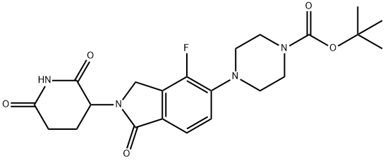 1-Piperazinecarboxylic acid, 4-[2-(2,6-dioxo-3-piperidinyl)-4-fluoro-2,3-dihydro-1-oxo-1H-isoindol-5-yl]-, 1,1-dimethylethyl ester Structure