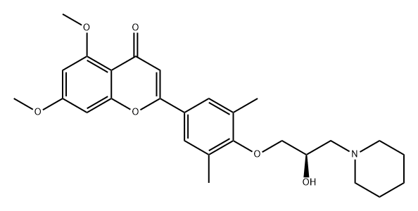 4H-1-Benzopyran-4-one, 2-[4-[(2R)-2-hydroxy-3-(1-piperidinyl)propoxy]-3,5-dimethylphenyl]-5,7-dimethoxy- Structure