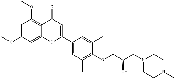 4H-1-Benzopyran-4-one, 2-[4-[(2R)-2-hydroxy-3-(4-methyl-1-piperazinyl)propoxy]-3,5-dimethylphenyl]-5,7-dimethoxy- 구조식 이미지