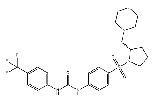 Urea, N-[4-[[(2S)-2-(4-morpholinylmethyl)-1-pyrrolidinyl]sulfonyl]phenyl]-N'-[4-(trifluoromethyl)phenyl]- Structure