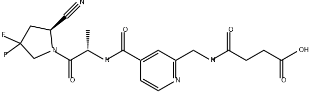 Butanoic acid, 4-[[[4-[[[(1S)-2-[(2S)-2-cyano-4,4-difluoro-1-pyrrolidinyl]-1-methyl-2-oxoethyl]amino]carbonyl]-2-pyridinyl]methyl]amino]-4-oxo- Structure