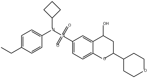 2H-1-Benzopyran-6-sulfonamide, N-cyclobutyl-N-(4-ethylphenyl)-3,4-dihydro-4-hydroxy-2-(tetrahydro-2H-pyran-4-yl)- Structure