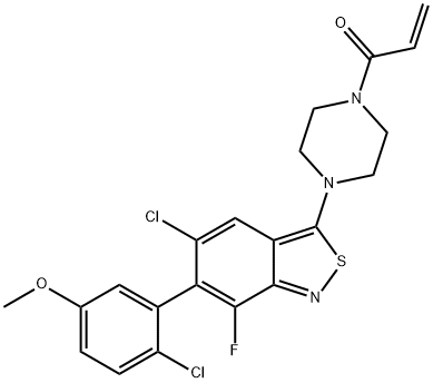 2-Propen-1-one, 1-[4-[5-chloro-6-(2-chloro-5-methoxyphenyl)-7-fluoro-2,1-benzisothiazol-3-yl]-1-piperazinyl]- Structure