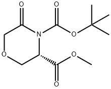 3,4-Morpholinedicarboxylic acid, 5-oxo-, 4-(1,1-dimethylethyl) 3-methyl ester, (3S)- Structure