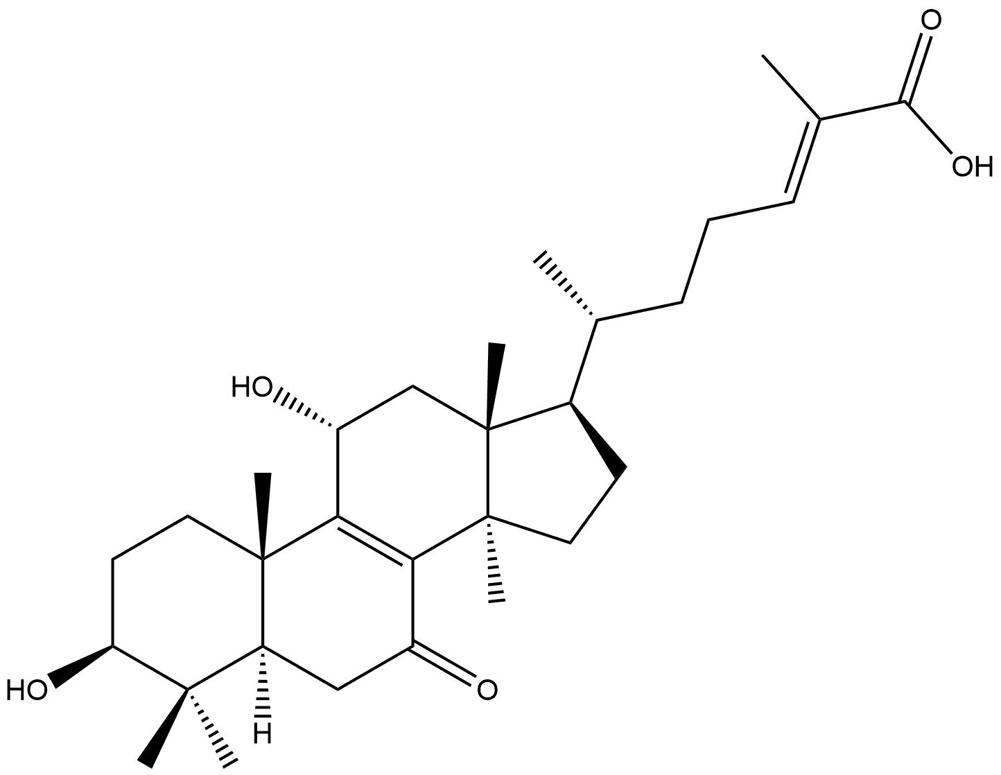 Lanosta-8,24-dien-26-oic acid, 3,11-dihydroxy-7-oxo-, (3β,11α,24E)- Structure