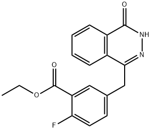 Benzoic acid, 5-[(3,4-dihydro-4-oxo-1-phthalazinyl)methyl]-2-fluoro-, ethyl ester Structure