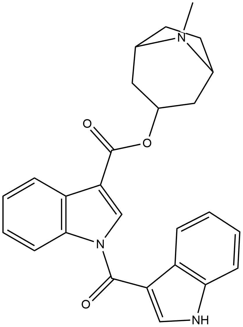 1H-Indole-3-carboxylic acid, 1-(1H-indol-3-ylcarbonyl)-, (3-endo)-8-methyl-8-azabicyclo[3.2.1]oct-3-yl ester 구조식 이미지