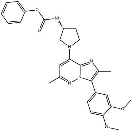 Carbamic acid, N-[(3R)-1-[3-(3,4-dimethoxyphenyl)-2,6-dimethylimidazo[1,2-b]pyridazin-8-yl]-3-pyrrolidinyl]-, phenyl ester Structure