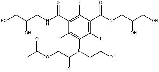1,3-Benzenedicarboxamide, 5-[[2-(acetyloxy)acetyl](2-hydroxyethyl)amino]-N1,N3-bis(2,3-dihydroxypropyl)-2,4,6-triiodo- Structure