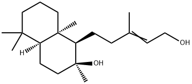 [1R,4aα,(-)]-Decahydro-1-(5-hydroxy-3-methyl-3-pentenyl)-2,5,5,8aα-tetramethylnaphthalene-2β-ol 구조식 이미지