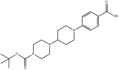 1-Piperazinecarboxylic acid, 4-[1-(4-carboxyphenyl)-4-piperidinyl]-, 1-(1,1-dimethylethyl) ester Structure