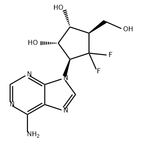 1,2-Cyclopentanediol, 3-(6-amino-9H-purin-9-yl)-4,4-difluoro-5-(hydroxymethyl)-, (1R,2S,3S,5R)- Structure