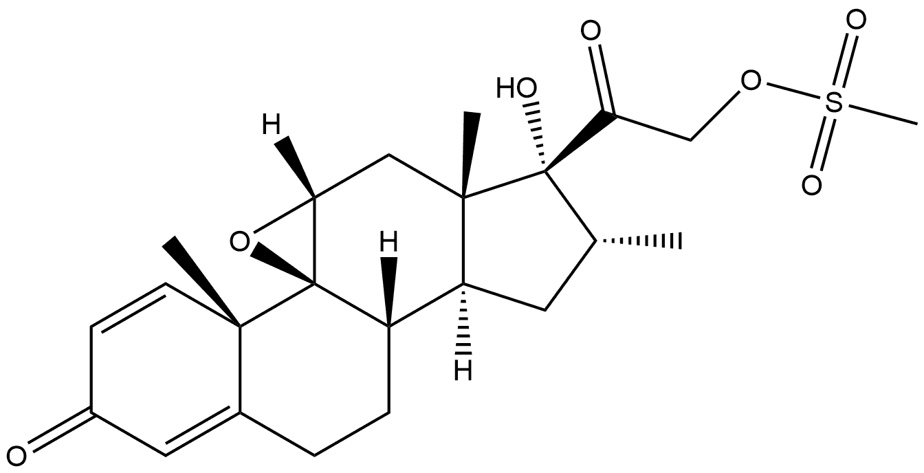 Pregna-1,4-diene-3,20-dione, 9,11-epoxy-17-hydroxy-16-methyl-21-[(methylsulfonyl)oxy]-, (9β,11β,16α)- Structure