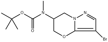 Carbamic acid, N-(3-bromo-6,7-dihydro-5H-pyrazolo[5,1-b][1,3]oxazin-6-yl)-N-methyl-, 1,1-dimethylethyl ester 구조식 이미지