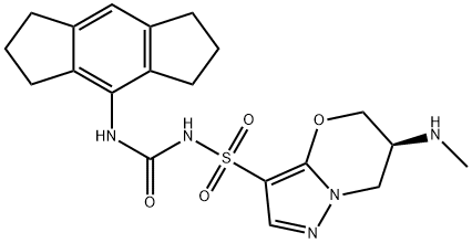 5H-Pyrazolo[5,1-b][1,3]oxazine-3-sulfonamide, N-[[(1,2,3,5,6,7-hexahydro-s-indacen-4-yl)amino]carbonyl]-6,7-dihydro-6-(methylamino)-, (6S)- Structure