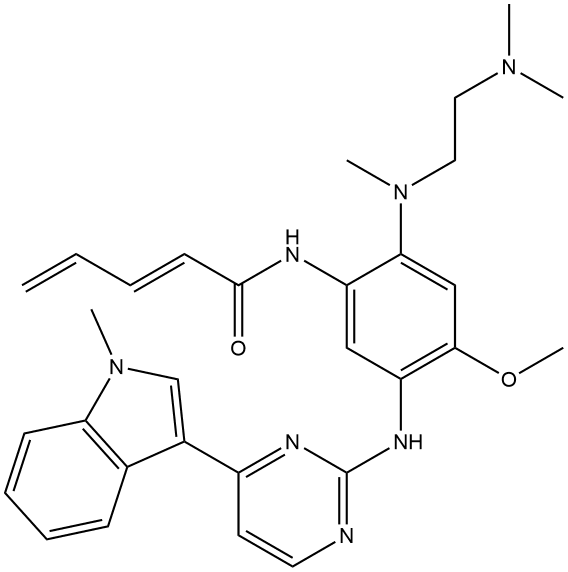 2,4-Pentadienamide, N-[2-[[2-(dimethylamino)ethyl]methylamino]-4-methoxy-5-[[4-(1-methyl-1H-indol-3-yl)-2-pyrimidinyl]amino]phenyl]-, (2E)- Structure