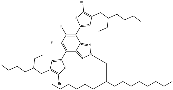 2H-Benzotriazole, 4,7-bis[5-bromo-4-(2-ethylhexyl)-2-thienyl]-5,6-difluoro-2-(2-hexyldecyl)- Structure