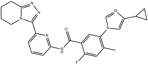 Benzamide, 5-(4-cyclopropyl-1H-imidazol-1-yl)-2-fluoro-4-methyl-N-[6-(5,6,7,8-tetrahydro-1,2,4-triazolo[4,3-a]pyridin-3-yl)-2-pyridinyl]- Structure