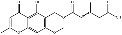 2-Pentenedioic acid, 3-methyl-, 1-[(5-hydroxy-7-methoxy-2-methyl-4-oxo-4H-1-benzopyran-6-yl)methyl] ester Structure