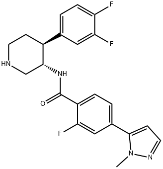 Benzamide, N-[(3S,4S)-4-(3,4-difluorophenyl)-3-piperidinyl]-2-fluoro-4-(1-methyl-1H-pyrazol-5-yl)- Structure