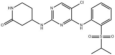 4-[[5-Chloro-4-(2-propan-2-ylsulfonylanilino)pyrimidin-2-yl]amino]piperidin-2-one Structure