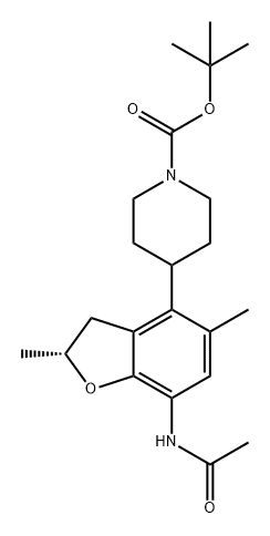 1-Piperidinecarboxylic acid, 4-[(2R)-7-(acetylamino)-2,3-dihydro-2,5-dimethyl-4-benzofuranyl]-, 1,1-dimethylethyl ester Structure