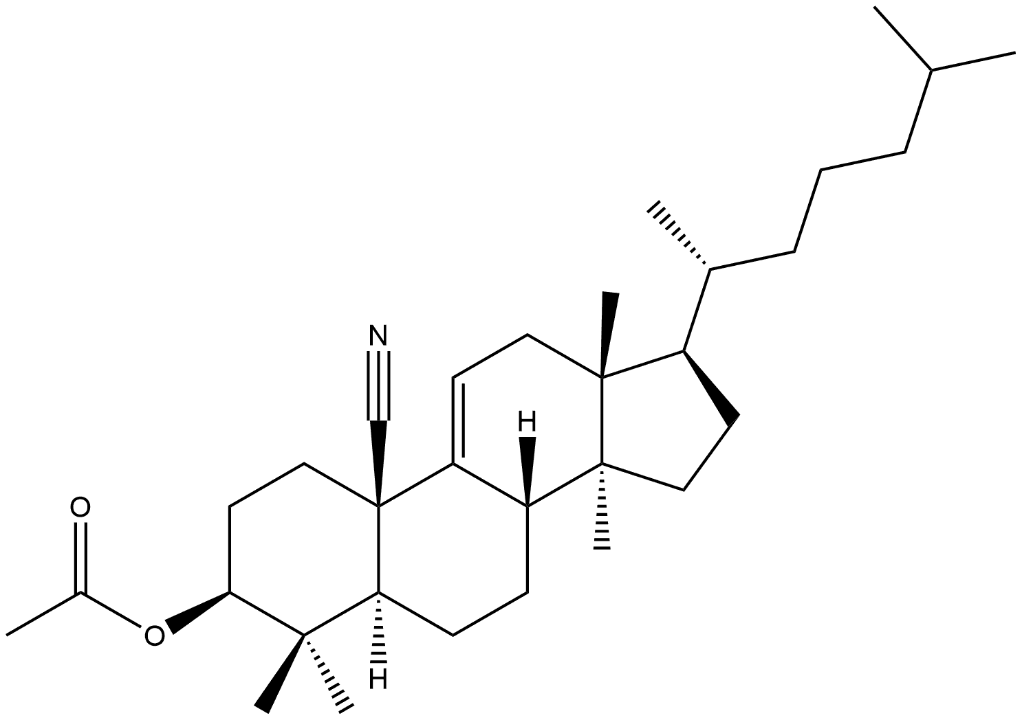 Lanost-9(11)-ene-19-nitrile, 3β-hydroxy-, acetate (ester) (8CI) Structure