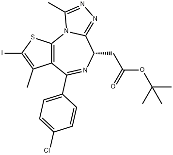 tert-butyl (S)-2-(4-(4-chlorophenyl)-2-iodo-3,9-dimethyl-6H-thieno[3,2-f][1,2,4]triazolo[4,3-a][1,4]diazepin-6-yl)acetate Structure