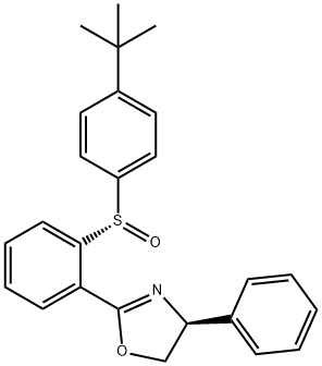 (S)-2-(2-((S)-(4-(tert-Butyl)phenyl)sulfinyl)phenyl)-4-phenyl-4,5-dihydrooxazole Structure