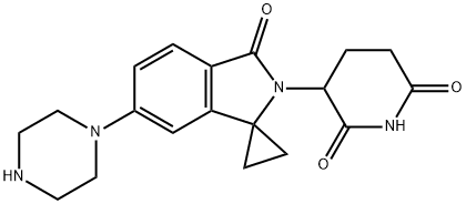 2,6-Piperidinedione, 3-[3'-oxo-6'-(1-piperazinyl)spiro[cyclopropane-1,1'-[1H]isoindole]-2'(3'H)-yl]- Structure