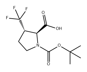 1,2-Pyrrolidinedicarboxylic acid, 3-(trifluoromethyl)-, 1-(1,1-dimethylethyl) ester, (2S,3S)- Structure