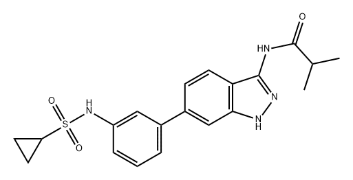 Propanamide, N-[6-[3-[(cyclopropylsulfonyl)amino]phenyl]-1H-indazol-3-yl]-2-methyl- 구조식 이미지