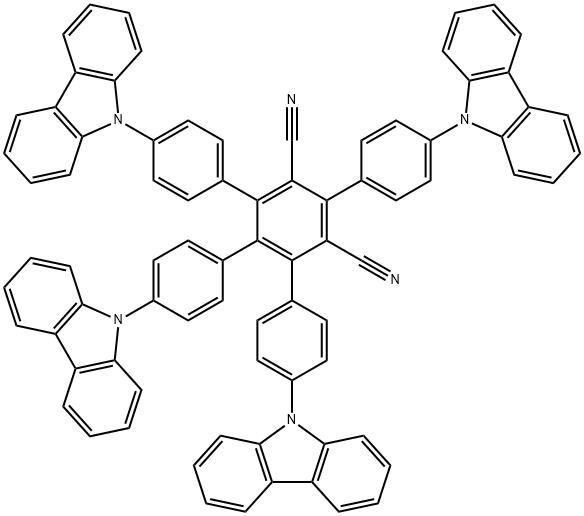 [1,1':2',1''-Terphenyl]-3',5'-dicarbonitrile, 4,4''-di-9H-carbazol-9-yl-4',6'-bis[4-(9H-carbazol-9-yl)phenyl]- 구조식 이미지