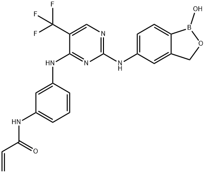 2-Propenamide, N-[3-[[2-[(1,3-dihydro-1-hydroxy-2,1-benzoxaborol-5-yl)amino]-5-(trifluoromethyl)-4-pyrimidinyl]amino]phenyl]- Structure