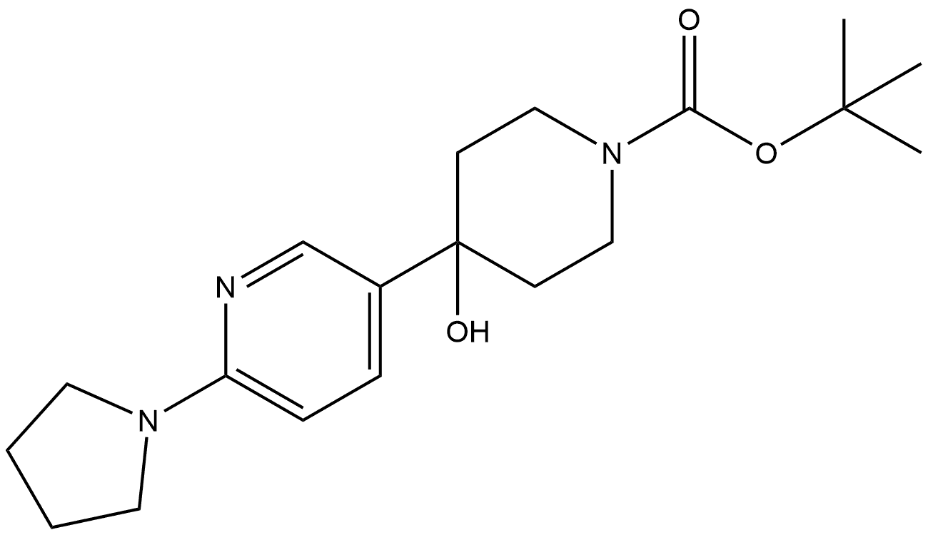 tert-butyl 4-hydroxy-4-(6-(pyrrolidin-1-yl)pyridin-3-yl)piperidine-1-carboxylate Structure