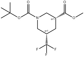 1,3-Piperidinedicarboxylic acid, 5-(trifluoromethyl)-, 1-(1,1-dimethylethyl) 3-methyl ester, (3R,5S)-rel- Structure