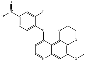 10-(2-fluoro-4-nitrophenoxy)-5-methoxy-2,3-dihydro-[1,4]dioxino[2,3-f]quinoline Structure