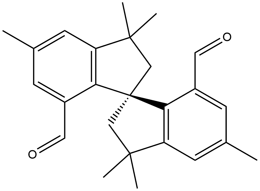 1,1′-Spirobi[1H-indene]-7,7′-dicarboxaldehyde, 2,2′,3,3′-tetrahydro-3,3,3′,3′,5,5′-hexamethyl-, (1S)- (ACI) Structure