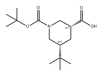 1,3-Piperidinedicarboxylic acid, 5-(1,1-dimethylethyl)-, 1-(1,1-dimethylethyl) ester, (3R,5R)-rel- Structure