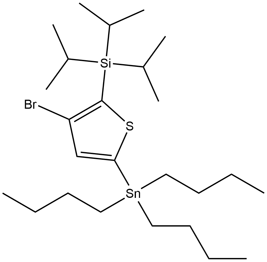 3-bromo-5-(tributylstannyl)-2-[tris(1-methylethyl)silyl]thiophene Structure