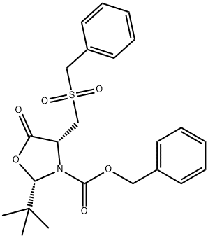 3-Oxazolidinecarboxylic acid, 2-(1,1-dimethylethyl)-5-oxo-4-[[(phenylmethyl)sulfonyl]methyl]-, phenylmethyl ester, (2S,4R)- 구조식 이미지